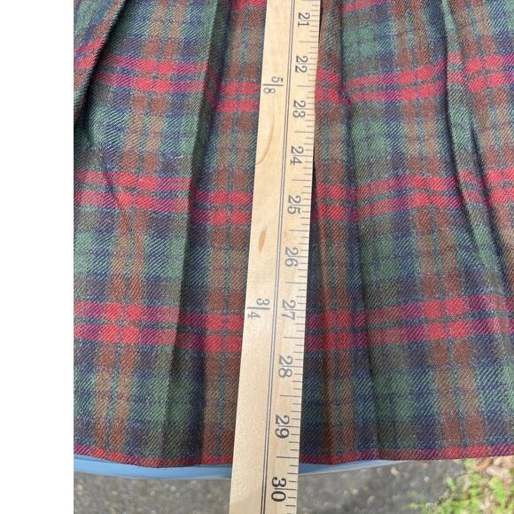Vintage Rene Portier Plaid Tartan 100% Wool Pleated Skirt 1980's Fashion Sz 14 - Picture 9 of 9